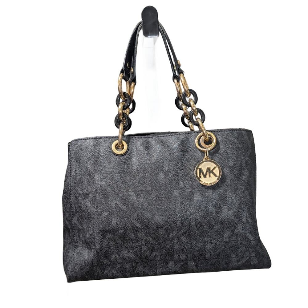Michael Michael Kors Large Black Jet-Set Tote Coated Canvas Leather